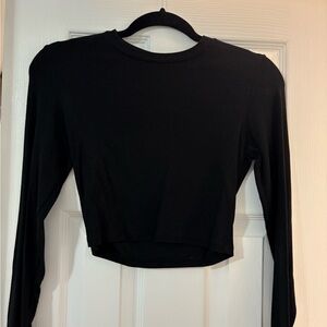 Zara Black Fitted Long Sleeve Crop Top